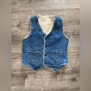 Levi's Blue Denim Vest with Cream Sherpa Lining